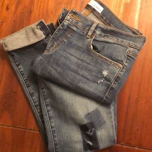 Loft patch work jeans size 8 modern skinny